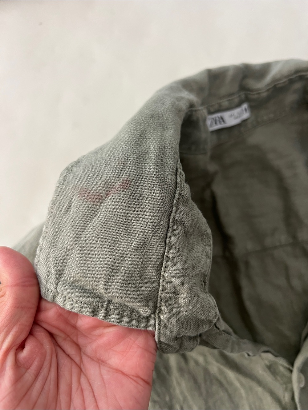 Zara Sage Green Lightweight 100% Linen Button Down Long Sleeve Top Large - Picture 6 of 6